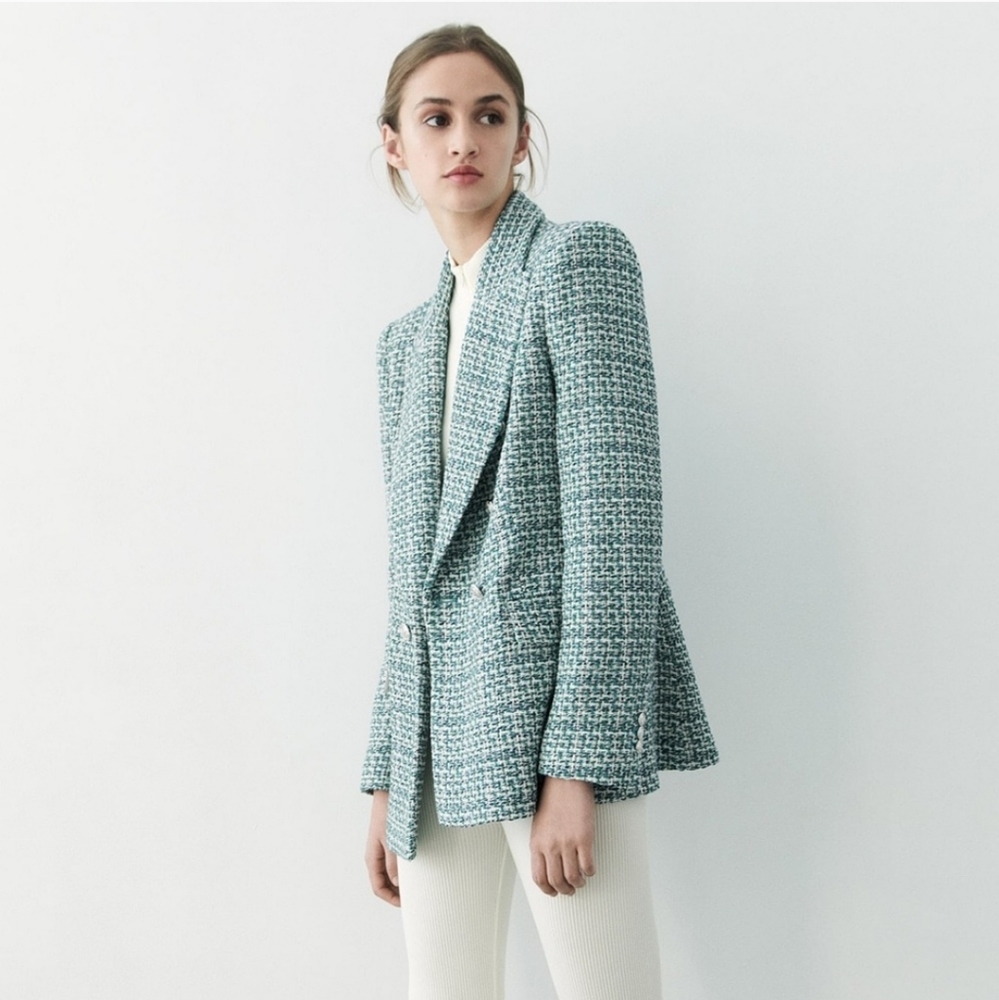 Zara textured tweed double breasted blazer size S - Picture 12 of 14